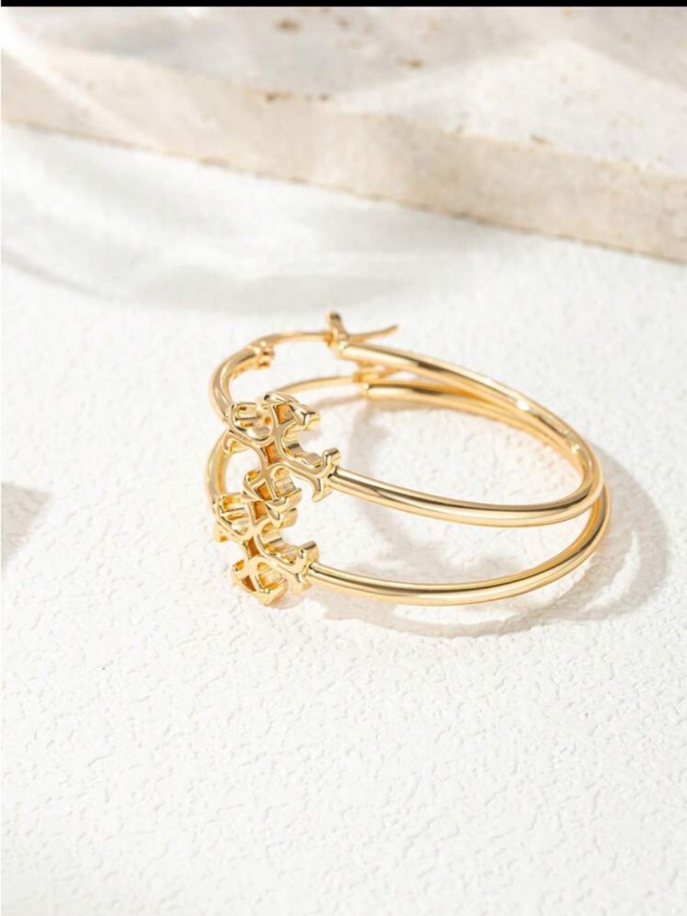 Tory Burch Gold Hoop Earrings-NEW - Picture 3 of 5